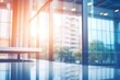© FNB business illust - Light modern office interior blurred background of panoramic windows and beautiful lighting