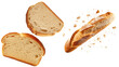 Slices of bread and Baguette with crumb