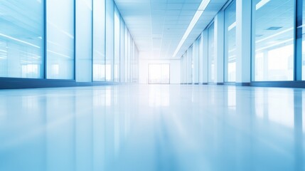 Wall Mural - blue blurred background image of a spacious office or mall hallway