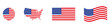 © Bogdan - USA flag icon set. Stripes flags united states with stars. 4 July, Veteran and Memorial day vector banner. American national symbol isolated on transparent background. Vector illustration.