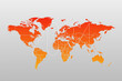 © Elizaveta Mukhina - 2024 World map infographic symbol. International illustration vector sign. Orange gradient global element for new year, business, presentation, sample, web design, media, news, blog, report