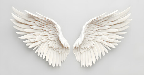 Wall Mural - White Angel wings isolated on white background