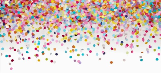 Aufkleber - Festive carnival new year's eve celebration party banner texture - Falling colorful multicolored glitter confetti isolated on white background