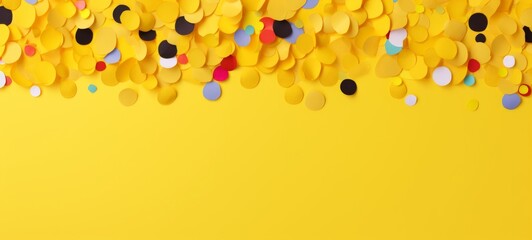 Aufkleber - Festive carnival new year's eve celebration party banner texture - Falling colorful multicolored glitter confetti isolated on yellow background
