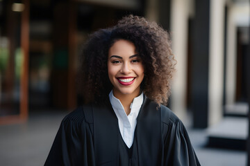 Wall Mural - Beautiful pretty female lawyer looking happy 