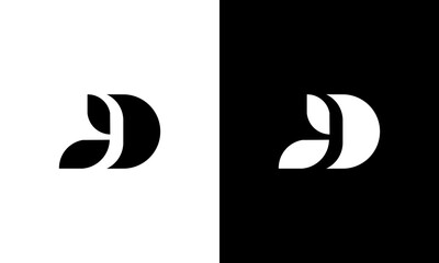 Wall Mural - initials d and k leaf logo design in black and white logo design vector
