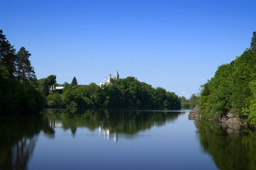 Wall Mural - Monastery on the river bank