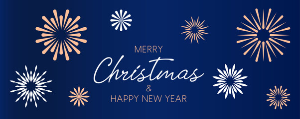 Wall Mural - merry christmas greeting card with fireworks and snowflakes. happy new year 2024. vector illustratio