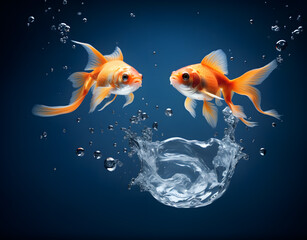 Sticker - Goldfish swim in water