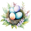 © juliiapanukoffa - Watercolor Easter illustration, with Easter eggs, isolated on transparent background
