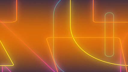 Wall Mural - Abstract dark orange yellow and green neon light gradient background.3d render illustration.