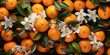 tangerines and flowers background. ai generative