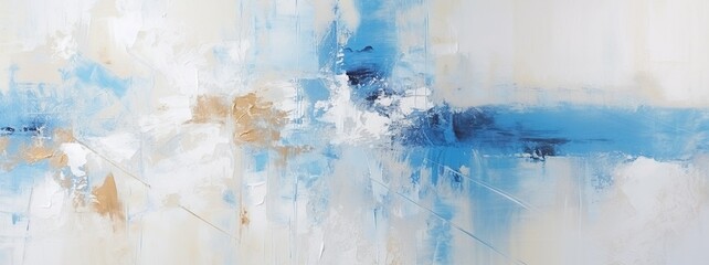 Poster - Blue and beige color acrylic oil art abstraction. Expressive aesthetics for creative background. Beautiful modern pastel colors.