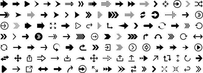 Aufkleber - Arrows icon. Arrow icons set. Black vector arrows collection. Cursor vector icon. Collection different Arrows on flat style for web design or interface. Direction symbols. Vector illustration