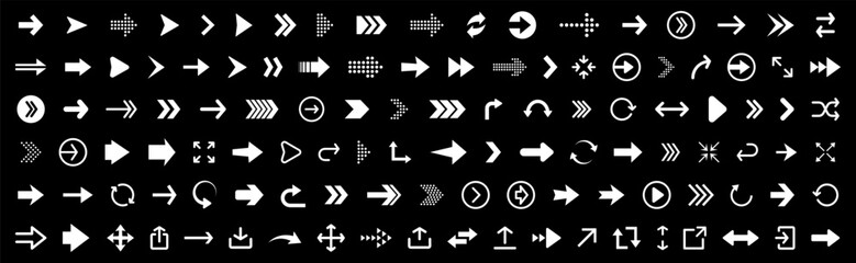 Aufkleber - Arrows icon. Arrow icons set. Black vector arrows collection. Cursor vector icon. Collection different Arrows on flat style for web design or interface. Direction symbols. Vector illustration
