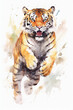 Tiger, Sibirische katze, Water Colour Art on white background, Ratio 2:3