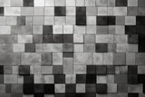 Fototapeta Przestrzenne - Fondo de mosaico de azulejos en escala de grises.