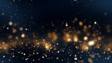 Fototapeta  - Abstract background with Dark blue and gold particle. New year, Christmas background with gold stars and sparkling. Christmas Golden light shine particles - Seamless tile. Endless and repeat print.