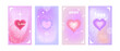 Y2k gradient heart Valentine’s Day poster set, blur love holiday minimal card kit, stars, shapes. Aura romance dreamy background templates, party girly web event invitation. Modern gradient heart
