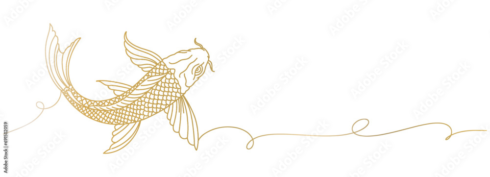 Koi fish line art Japanese vector with transparent background Stock ...