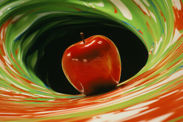 Leinwandbilder - Apple - An abstract representation with swirling red and green patterns.