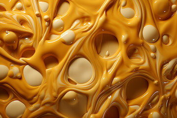 Poster - Cheese - A melting array of yellow and orange abstract shapes.