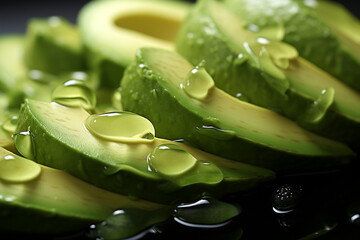 Leinwandbilder - Avocado - Green and creamy abstract shapes with a brown pit center.
