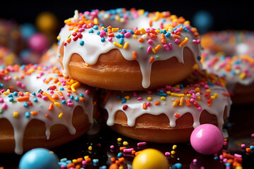 Leinwandbilder - Doughnut - A circular abstract with a hole in the center and colorful toppings.