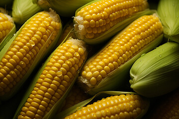 Poster - Corn - Yellow kernels abstracted in rows on a green husk.