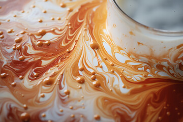 Poster - Cappuccino - Abstract coffee swirls with a frothy milk pattern.