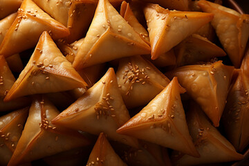 Aufkleber - Samosa - Triangular abstract forms filled with spiced potato and peas.