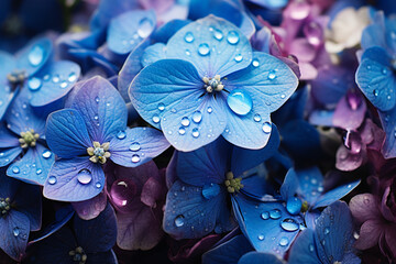 Poster - Hydrangea - Clustered blue and purple abstract shapes like tiny blooms.