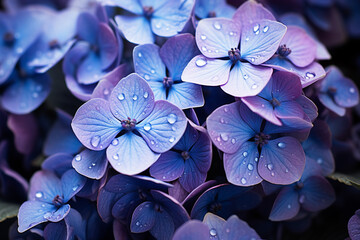Poster - Hydrangea - Clustered blue and purple abstract shapes like tiny blooms.