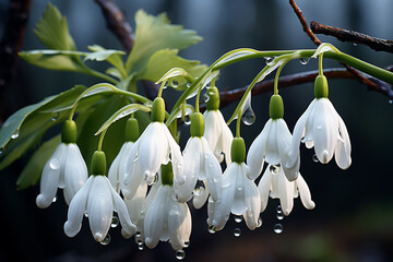 Poster - Snowdrop - Delicate white bell-shaped abstract blooms.