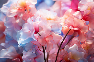 Poster - Sweet Pea - Fragrant, pastel-colored abstract flowers on a vine.