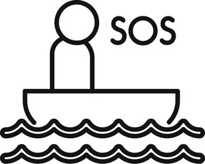 Canvas Print - Sos boat swim icon outline vector. Safety alarm. Dial help health