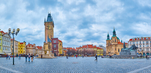 Sticker - Panorama of historic Old Town Square in Stare Mesto of Prague, Czechia