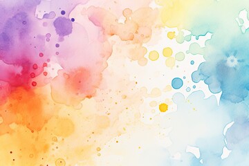 Wall Mural - Rainbow blobs watercolor pattern on white background. abstract grunge texture. Generative AI