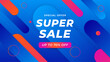 Blue red and pink vector super sale discount background offer template. Vector super sale template design. Big sales special offer. End of season party background