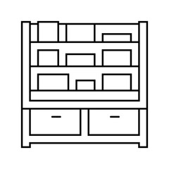 Wall Mural - kid bookshelf bedroom line icon vector. kid bookshelf bedroom sign. isolated contour symbol black illustration