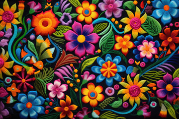 Wall Mural - Mexican colorful floral background