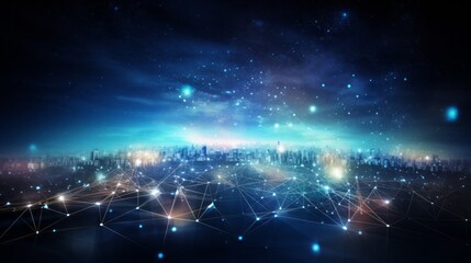 Wall Mural - dynamic cyberspace: neon glow and digital network connections, abstract 3d render