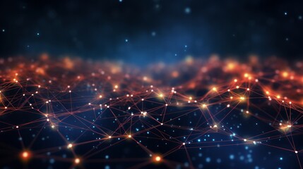 Wall Mural - dynamic cyberspace: neon glow and digital network connections, abstract 3d render