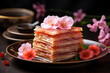 Chinese New Year cake  sliced and stacked to showcase its layers