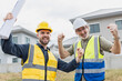 © Quality Stock Arts - Young man worker construction engineer male working cooperate with senior project supervisor in construction site happy smile.