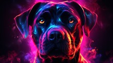 Dog Face Neon Light Animal Pictures Generative Artificial Intelligence