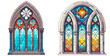 Set of Church Windows. Gothic window. Illustration in stained glass style with abstract pattern, isolated on transparent background
