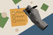 © deagreez - Horizontal pop magazine photo collage of hand hold pen writing plan to do list notes on paper on creative background