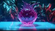 dragons fruit ornament decoration on cyan table neon-infused