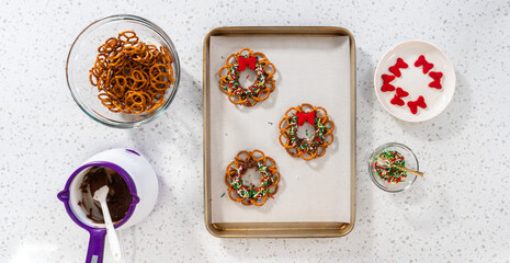 Canvas Print - Chocolate Pretzel Christmas Wreath